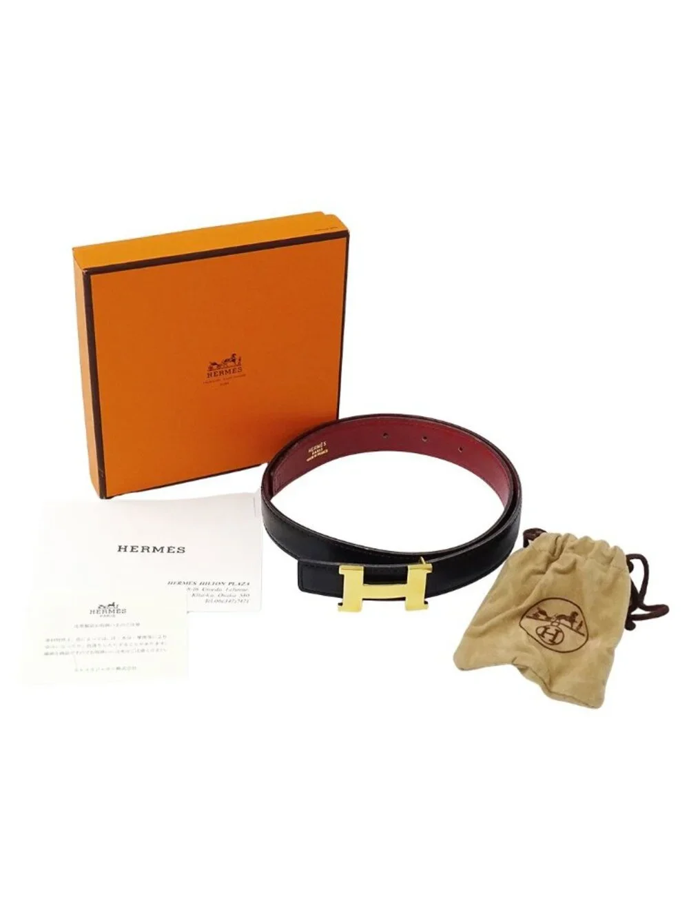 Hermes Belt Mini Constance Leather Black Red Gold 65 Reversible